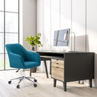 Chaise de travail rembourrée avec base chromée Marlowe de CorLiving - Bleu foncé-Cadre construit en métal pour plus de durabilité et de stabilité