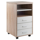 Winsome - Classeur de rangement mobile 18532 Kenner, 3 tiroirs, 2 tablettes, fini bois vieilli/blanc-En bois composite, au fini blanc et bois vieilli