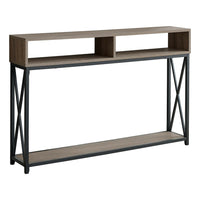Monarch Specialties - 3573 Table D'Appoint 48 po L - Console D'entrée Taupe/Noir-Surface d'aspect bois fini taupe
