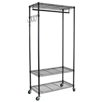 Oceanstar - Support pour vêtements GRS1514 avec tablettes réglables, comprend des crochets, noir-Crochets amovibles