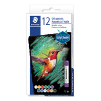 Staedtler - Pastels à l'huile, couleurs assorties, paquet de 12-Excellent pour le coloriage, la superposition et les techniques de grattage