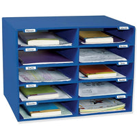Pacon - Boîte aux lettres bleue Classroom Keepers, 10 fentes-Dimensions globales : 16 5/8 haut. x 21 larg. x 12 7/8 prof. (po)