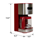 Kenmore - Cafetière programmable Aroma Control de 12 tasses - rouge/acier inoxydable-Filtre à mailles lavable de couleur dorée remplaçant les filtres en papier à usage unique