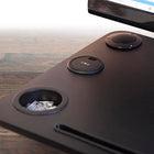 Posidesk POSI210BKE 25 Pouces Bureau Piédestal Avec Gobelet Garde, Haut-Parleurs Bluetooth Et Le Chargeur Sans Fil, Noir-MDF