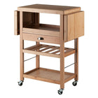 Winsome – Chariot de cuisine Barton avec casier à bouteilles intégré, bambou (80434)-Chariot de cuisine avec casier à bouteilles