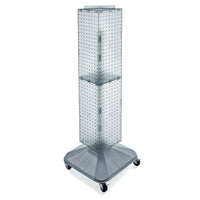 Azar Displays – Présentoir panneaux perforés emboîtables sur 4 côtés, base carrée, tour, 40 x 8 x 8 po, transparent (703388-CLR)-Pivote sur une base carrée à roulettes