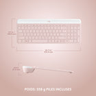 Logitech - MK470 Ensemble clavier et souris sans fil ultra-fin - Rose-Dimensions : 2,32" L x 4,21" H x 1,04" P (souris)/14,7" L x 5,66" H x 0,83" P (clavier)