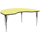 Flash Furniture – Table d’activités haricot à surface thermofusionnée, 48 x 96 po, pattes standards à hauteur réglable, jaune-Stratifié jaune