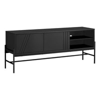 Monarch Specialties - 2734 Meuble Tv - 60 po L/Noir/Metal Noir Avec D'Entreposage-Ce meuble TV contemporain de 60 pouces à la mode est solidement construit en laminé noir et en métal noir pour une interprétation moderne dans un salon, une chambre à coucher ou un bureau