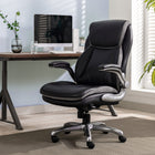 Serta - Fauteuil de direction Brinkley SMT, 27 1/2 po l x 30 po P x 43 po à 46 po H - Noir-Appuis-bras rabattables rembourrés doux
et élégants
