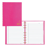 Blueline – Cahier de notes NotePro au ruban rose à couverture rigide, 9 1/4 po x 7 1/4 po, rose vif, 150 pages-La durabilité d'une couverture rigide et la flexibilité d'une reliure hélicoïdale