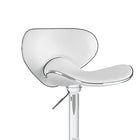 CorLiving™ - Tabouret de bar courbé anatomique et ajustable, similicuir blanc, ensemble de 2-À hauteur ajustable et à base chromée contemporaine