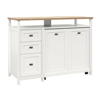 Sauder 53"W La Collection Cottage Road Crédence avec bureau - Finition White-Peut accueillir un téléviseur jusqu'à 55 pouces pesant jusqu'à 70 livres