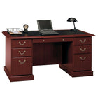 Bush® – Bureau de gestionnaire de la collection Saratoga, fini cerisier d'aut-Le caisson de droite contient deux tiroirs de rangement et un tiroir de classement