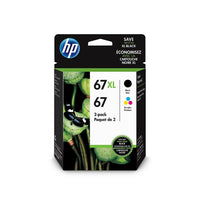 Cartouche d'encre noire HP 67 Couleur/67XL Noir, paquet de 2-Cyan, magenta, jaune/Noir