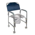 Drive Medical – Chaise d’aisance portative pour la douche, légère, avec roulettes (11114KD-1)-Gris, aluminium