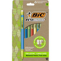BIC - Porte-mines Ecolutions - 0,7 mm - noir - Paquet de 12-Contient des mines de 0,7 mm pour une écriture durable et fluide, idéale pour les prises de notes, les dessins ou les puzzles