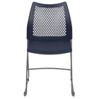 Flash Furniture - Chaise empilable marine de la série HERCULES à dossier ventilé et à base traîneau enduite de poudre grise-Conception à dossier et siège en plastique marine aux contours ergonomiques