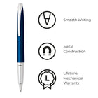 A.T. Cross - ATX Stylo à bille roulante, bleu-Les stylos Cross sont des cadeaux parfaits depuis plusieurs générations et sont fièrement offerts dans une boîte-cadeau de qualité supérieure. 