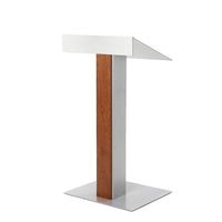Urbann - Lutrin Y55 sans roulettes, aluminium et bois, cognac-Type de lutrin : Autoportant