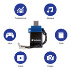 Verbatim - Clé double USB 3.2 Gen 1 Store ‘n' Go de 64 Go pour appareils USB-C - Bleu -Garantie à vie limitée du fabricant
