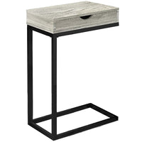 Monarch Specialties - 3407 Table D'Appoint - Metal Noir/Faux Bois Gris/Tiroir-Espace suffisant pour placer des boissons, collations, tablette ou portable