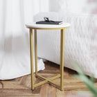 Flash Furniture - Table basse blanche de la collection Hampstead avec cadre doré mat-Cadre à renfort transversal