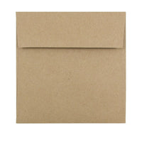 JAM Paper Enveloppes carrées recyclées à partir de sacs papier kraft avec ferm. gommée, 5 1/2 x 5 1/2 po, brun, 25/paquet-Brun
