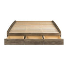 Prepac Base de lit matelot à six tiroirs pour très grand lit, gris vieilli-Dimensions finies : L 78,5 po x H 18,75 po x P 81,5 po