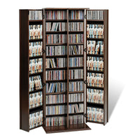 PrepacMC – Très grande armoire de rangement multimédia verrouillable avec portes de style Shaker, espresso-Espresso