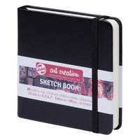 Talens Art Creation - Carnet de croquis carré - 4,7 po x 4,7 po - Noir - 80 feuilles-Carnet de croquis relié Noir comprend du papier ivoire de qualité artiste