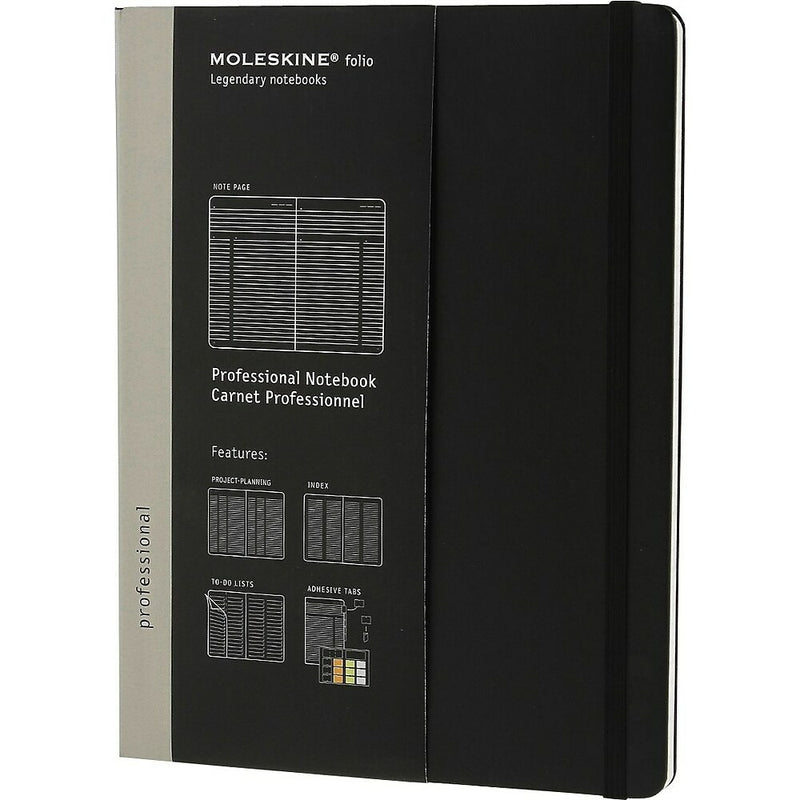 Carnet Moleskine Professionnel - Couverture Souple, 192 Pages, 13x21cm | Noir, Fermeture Élastique