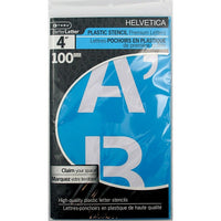 C-THRU - Pochoir helvética, 4 po, majuscules, 4/paquet-Pochoirs réutilisables en plastique