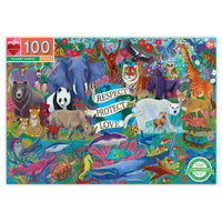 eeBoo - Planète Terre Puzzle - 100 Pièces-Nombre de pièces : 100 pièces brillantes qui s'emboîtent facilement