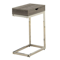 Monarch Specialties - 3254 Table D'Appoint - Metal Chrome/Taupe Fonce Et Tiroir-Table d'appoint à âme creuse, dotée d'un fini bois vieilli taupe foncé, offrant amplement d'espace pour déposer vos goûters, vos boissons et même vos repas