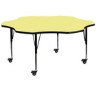 Flash Furniture – Table mobile en fleur, surface en stratifié de 60 po, hauteur ajustable, préscolaire, jaune (XUA60FLRYLTPC)-Jaune/fini chromé, placage en stratifié, acier