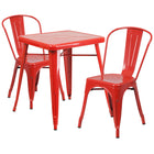 Flash Furniture – Ensemble avec table et 2 chaises empilables, intérieur/extérieur, métal, rouge (CH31330230RED)-Ensemble de table et chaises