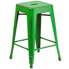 Flash Furniture – Tabouret de comptoir de 24 po en métal vieilli sans dossier, pour intérieur, vert (ETBT350324GN)-Tabouret moderne empilable style industriel