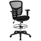 Flash Furniture Chaise de dessinateur ergonomique en maille noire à dossier mi-hauteur,  cadre noir-Conception à dossier mi-hauteur avec matière en maille respirante