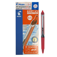 Pilot - Stylos à bille roulante Hi-Tecpoint Grip V5 à pointe rétractable – 0,5 mm – rouges – paquet de 12  -Stylo à bille roulante à pointe en aiguille  