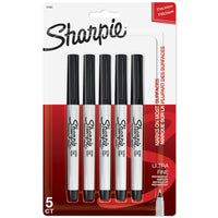 Sharpie - Marqueurs permanents - pointe ultra fine - noir - paquet de 5-Marqueurs indélébiles de type stylo, pointe fine, pour le marquage de précision, l'étiquetage et l'adressage
