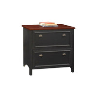 Bush Furniture - Classeur latéral Stanford à 2 tiroirs, noir antique/cerise Hansen (WC53984-03)-Stratifié sur bois composite