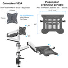 ShoppingAll - Bras à ressort à gaz pour double moniteur et ordinateur portable - Blanc-Rangez vos câbles et clés de réglage avec les clips de gestion des câbles et économisez de l'espace sur votre bureau