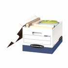 Boîte de rangement à usage intensif Bankers Box R-Kive - format lettre/légal - blanc/bleu - paquet de 12-Parois à double épaisseur sur la longueur, à triple épaisseur sur la largeur et avec un double fond pour résister aux manipulations fréquentes