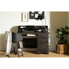 South Shore - Versa Bureau de travail Noir antique-STYLE TRADITIONNEL: cette table de travail au style traditionnel est un item indémodable. Il présente un joli coup de pied arrondi, de belles poignées de métal et une huche avec d’élégantes courbes.