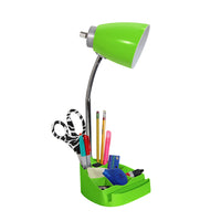 LimeLights -Lampe de bureau organisateur à col de cygne de 18-1 / 2 "avec support et prise de charge - Vert-Utilise une ampoule à culot moyen de type A15 de 15 watts ou une ampoule mini-torsion CFL de 13 watts. Vendu séparément.