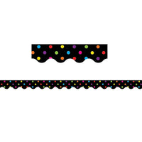 Teacher Created Ressources - Bordure ondulée pour babillard, maternelle à 5e secondaire, pois multicolores, 108/paquet (TCR4648)-Couleur : noire, multicolore