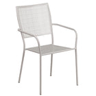 Chaise de patio avec accoudoirs et dossier carré, intérieur/extérieur, gris pâle (CO-2-SIL-GG)-S'empile jusqu'à 8 chaises de hauteur