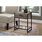 Monarch Specialties - 3501 Table D'Appoint - 22 po H/Taupe Fonce/ Noir/Verre Trempe-Étagère inférieure transparente en verre trempé pour du rangement supplémentaire ou pour mettre en valeur un objet décoratif