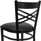 Flash Furniture – Tabouret de bar pour restaurant HERCULES en métal, dossier en X noir, assise vinyle noir-Siège rembourré en mousse épaisse de 2.5 pouces